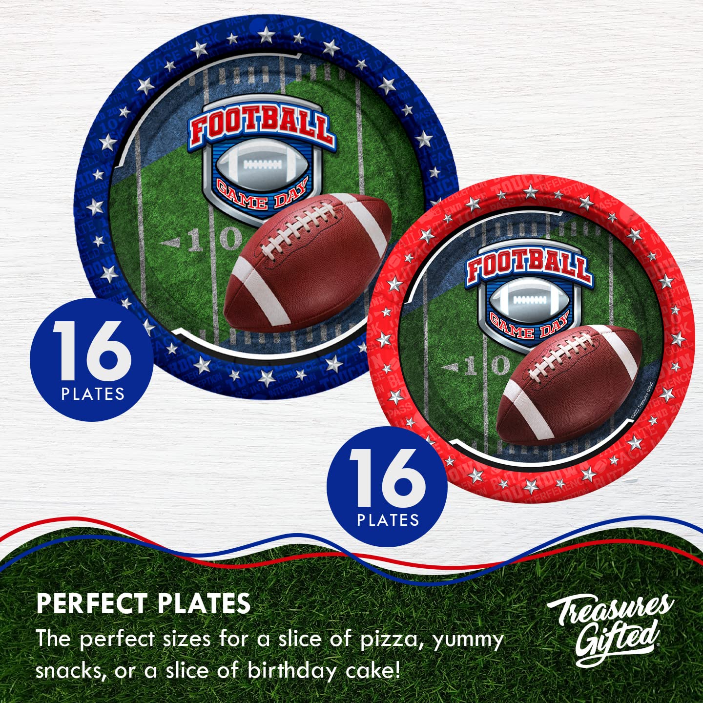 Treasures Gifted Football Party Decorations - Serves 16 Guests - Ultimate Set of Football Party Supplies - Football Decorations for Party, Football Tablecloth, Football Plates and Cups & More!