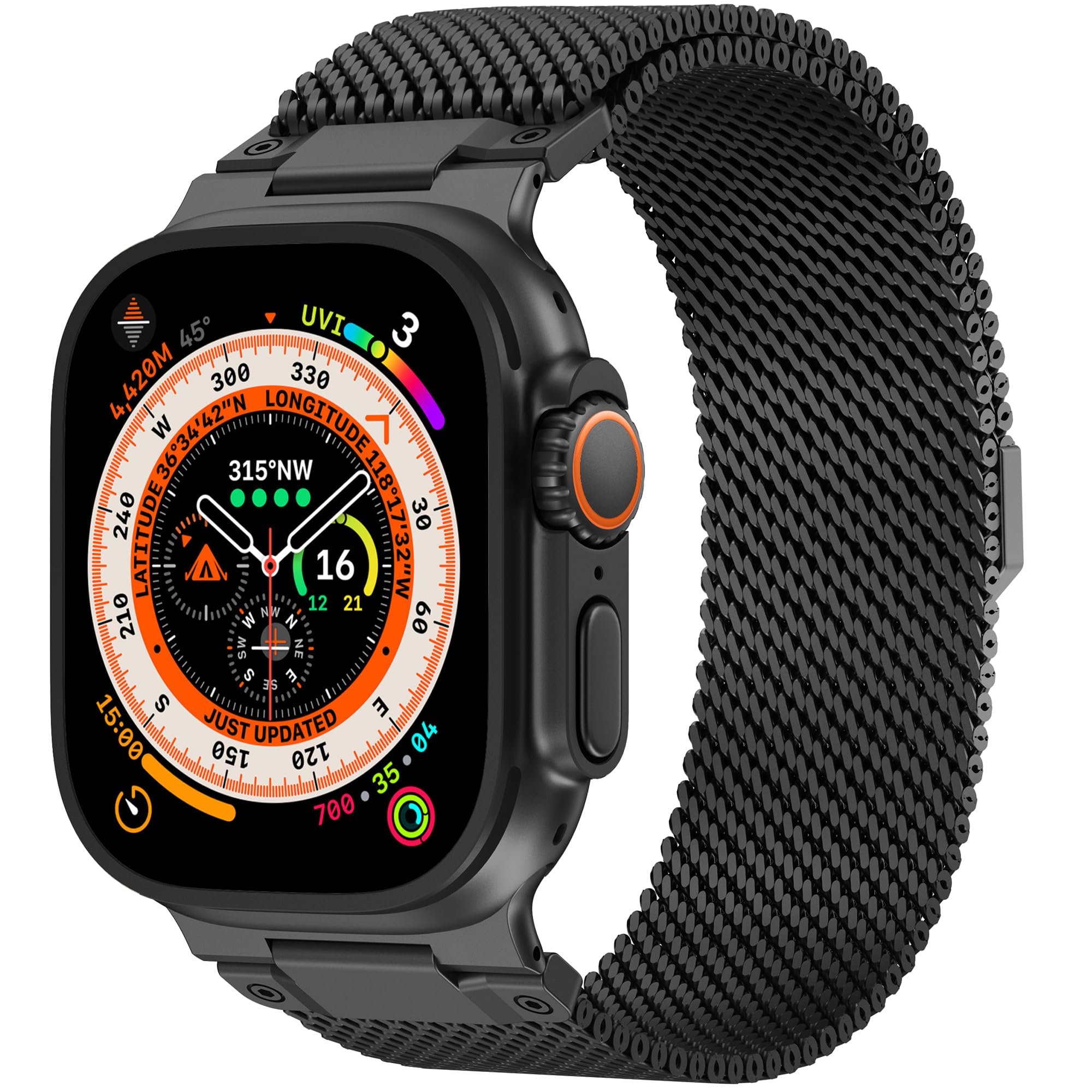 Photo 1 of Milanese Loop Compatible for Apple Watch Ultra 3 2 1 Band 49mm 46mm 45mm 44mm 42mm, Men Stainless Steel Rugged Mesh Band with Strong Magnetic Clasp, Adjustable Metal Strap for iWatch Series 11/10/9/8/7/6/5/4/SE/Ultra