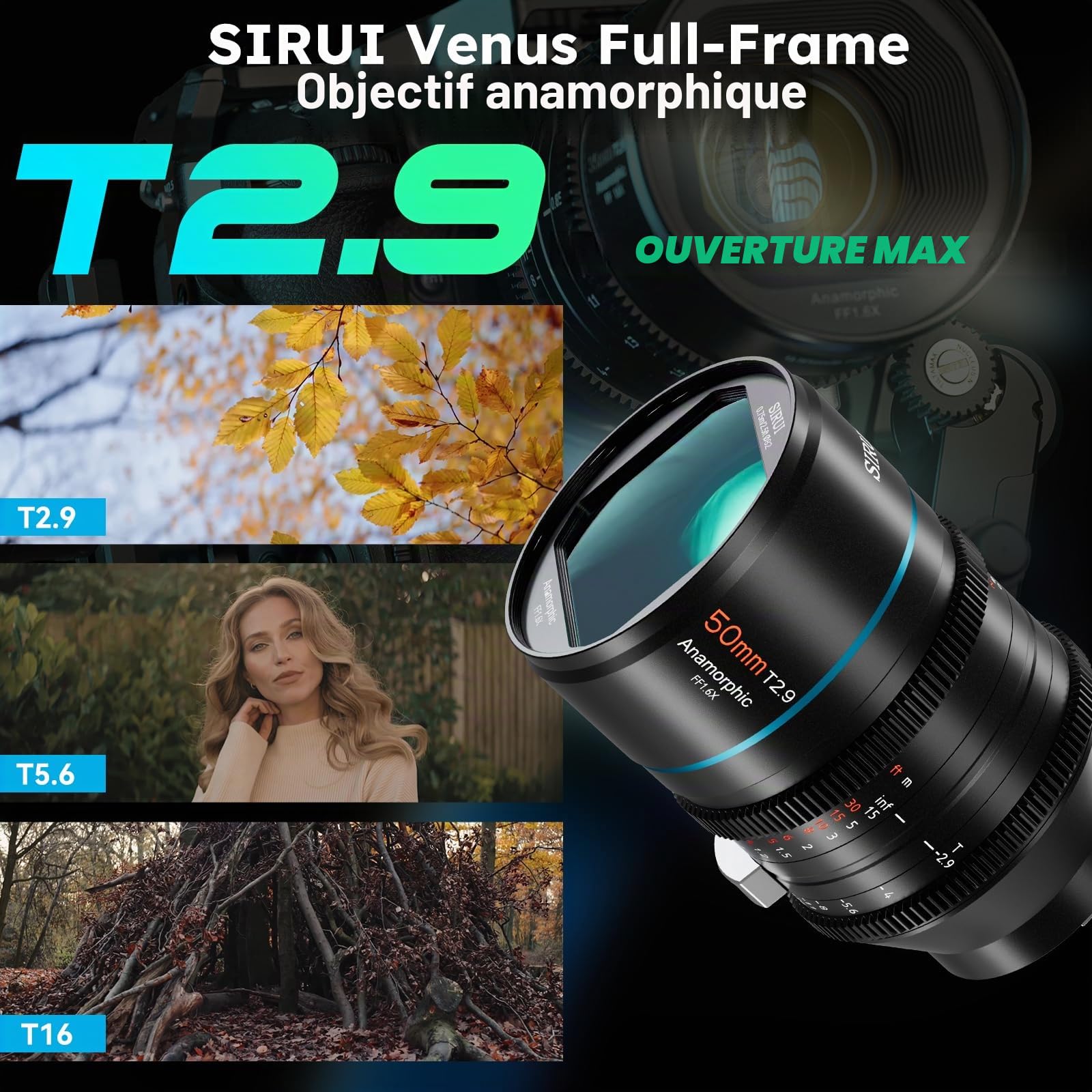 SIRUI Objectif Anamorphique T2.9 50mm 1,6X Plein Cadre (Monture E)