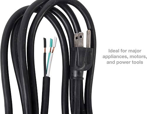 Miniatura 3 de PS913163 Cable para aparatos y herramientas eléctricas de 3 cables, 9 pies, 16 AWG, 13A125V CA, 1625w, negro