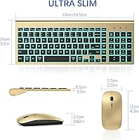 Vista 6 de TopMate Combo de teclado y mouse inalámbricos ultradelgados, 2.4G silencioso compacto USB 2400DPI mouse e interruptor de tijera, juego de teclado