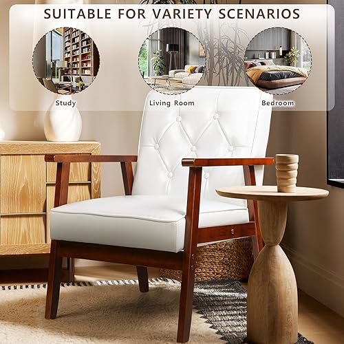 Miniatura 7 de OFIKA Juego de 2 sillas decorativas, tapizadas y gruesas, sillón de lectura retro con cojín suave, sillón de salón para sala de estar, dormitorio,