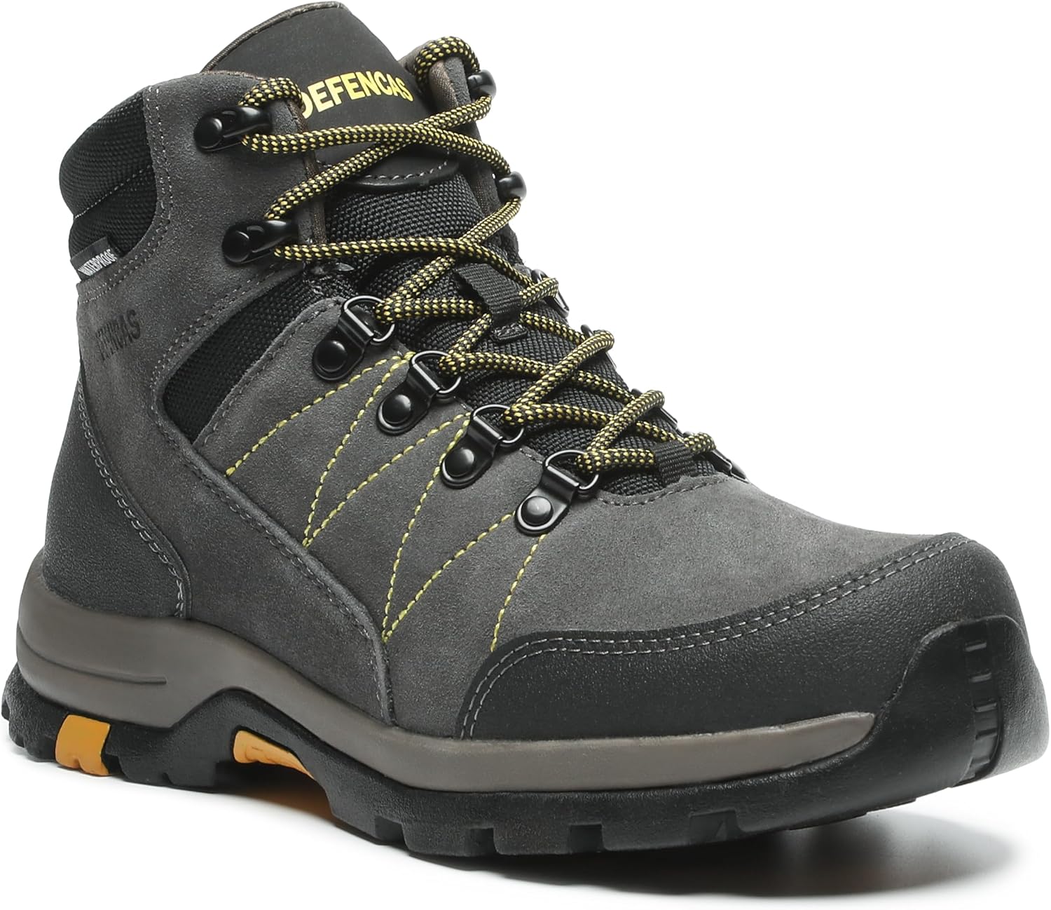 Men’s 6 Inch Waterproof Work Boots, Soft Toe Industrial Construction Boots with Slip Resistant Rubber Sole, Coolmax Lining, Durable Leather Upper for Outdoor, Hiking & Jobsite D61201A-D61201B