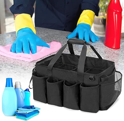 Miniatura 8 de HODRANT Organizador de limpieza extra grande organizador de suministros de limpieza con asas para almacenamiento de productos de limpieza bolsa de