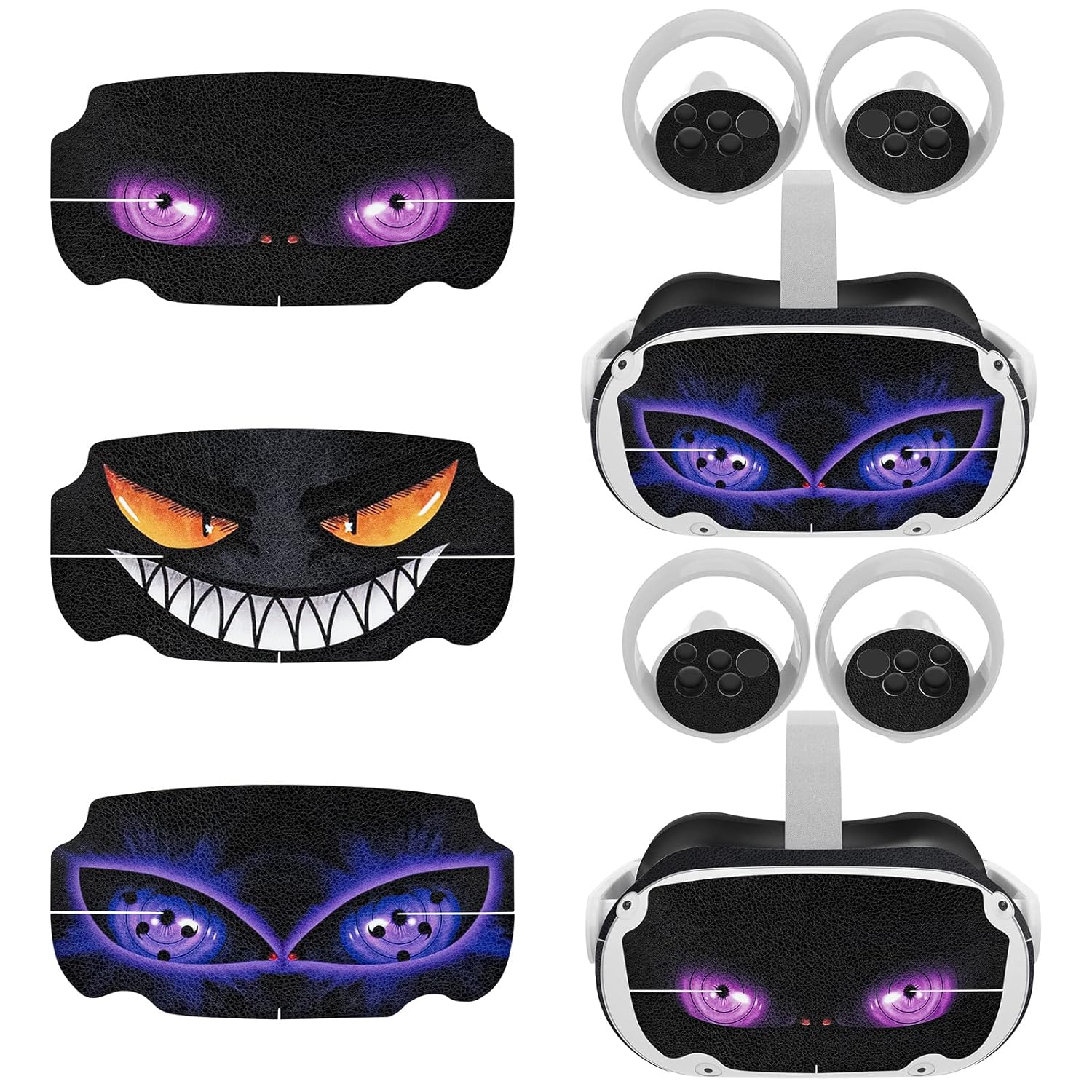 Geekria VR Headset & Controller Handle Skin Compatible with Meta Quest 2 Protective Cover, Protective Durable Scratch Resistant Quest 2 Sticker Purple Eyes