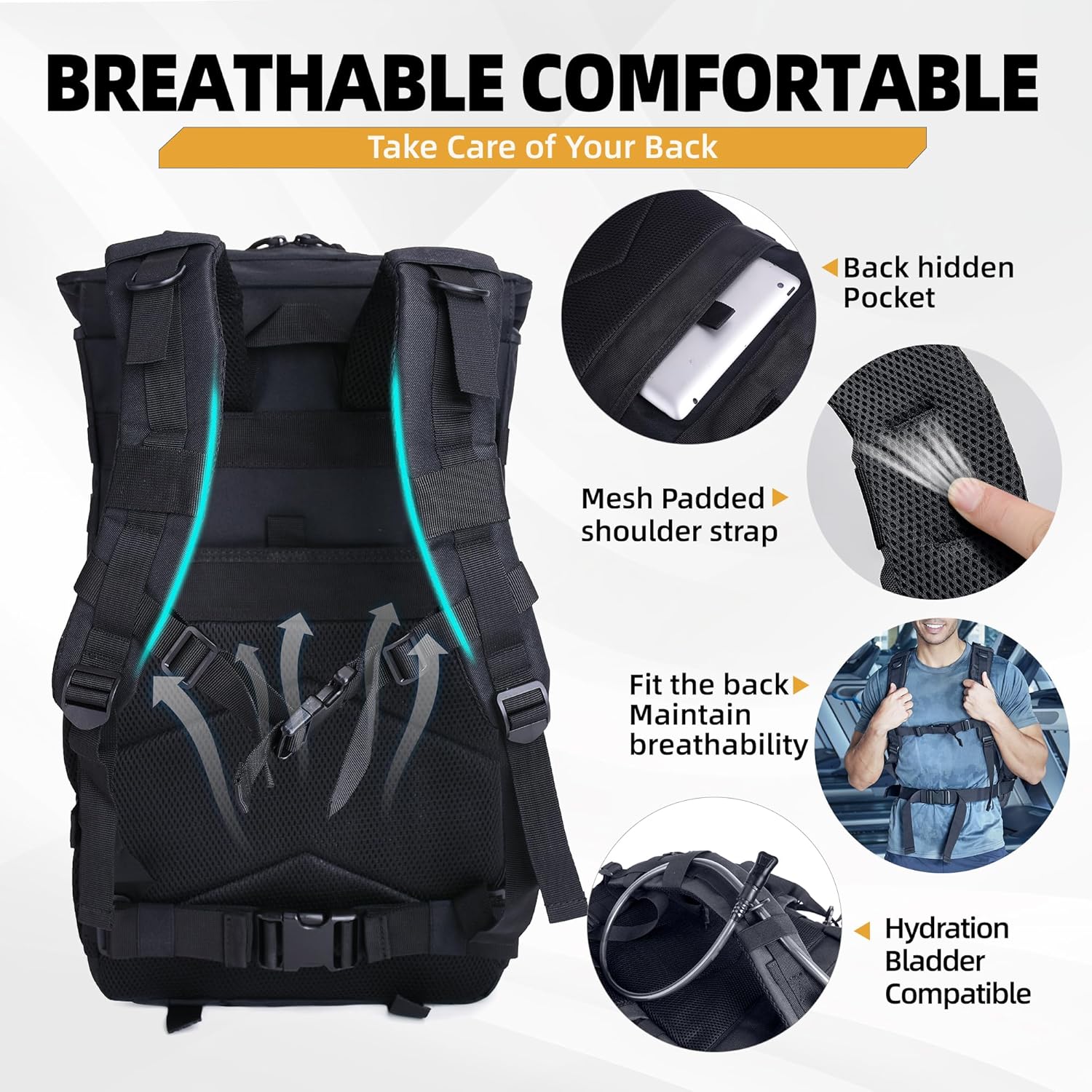 gracedon Military Tactical Backpack 35L for Camping Travel Hunting Hiking Bug Out Bag Molle Rucksack for Men - Image 5