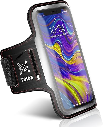 TRIBE - Brazalete portateléfono para correr, compatible con dispositivos iPhone y Galaxy, diseño deportivos para mujeres, hombres, correr, trotar,