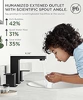 Vista 7 de FORIOUS Grifos de baño negros de 3 agujeros, grifo de lavabo de baño negro mate de 8 pulgadas de ancho, 2 manijas para fregadero de baño con drenaje