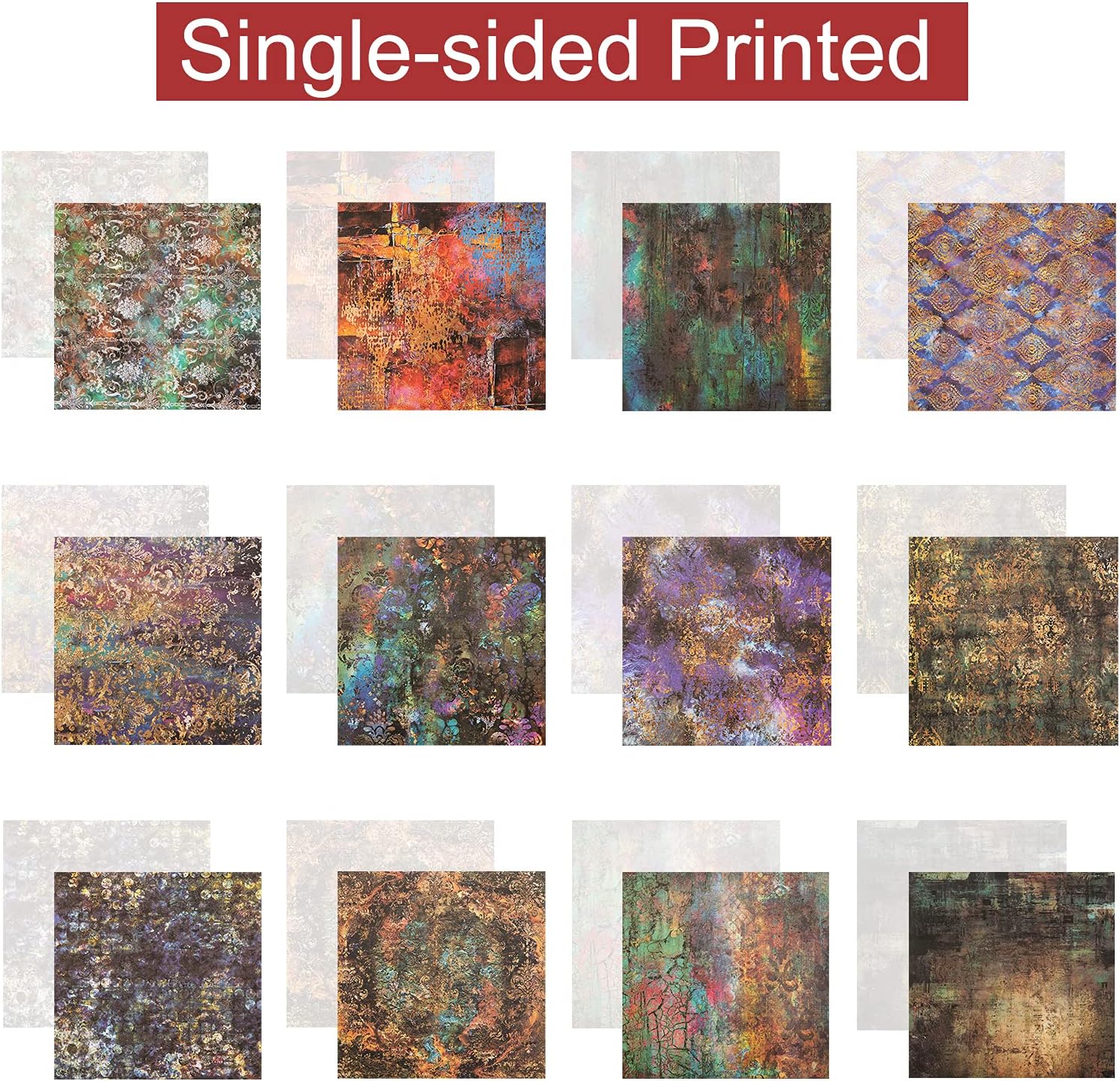 VONDYU Single-Sided Scrapbook Paper Pad-Colors Mixture Scrapbooking Paper Collection Holiday 6" x 6" Cardstock Patterned Cardmaking Paper Pack DIY Photo Frame Background Decorative Page-24 Sheets : Arts, Crafts & Sewing