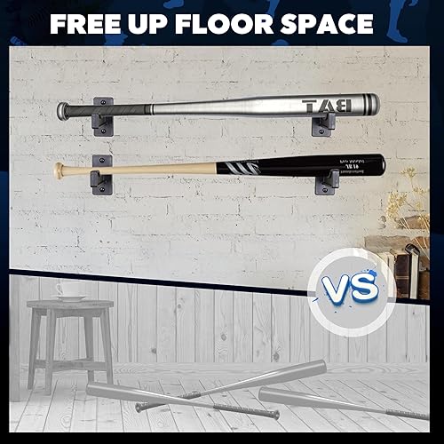 Miniatura 5 de Hikeen 2 paquetes de soporte de pared para bate de béisbol para exhibición horizontal