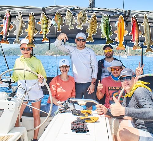 Miniatura 5 de Ushinemi Decoraciones de cumpleaños de pesca, suministros de fiesta de pesca con pez sol, trucha, lubina, bandera de pesca para adultos y niños