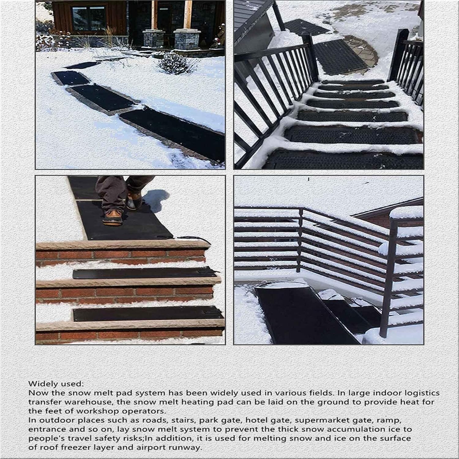 Tapis chauffant de fonte de neige de 30,5 cm/39,9 cm/50,8 cm/59,9 cm de différentes tailles pour allées – Tapis chauffant d'extérieur – Tapis de fonte de neige pour le déneigement d'hiver – 1