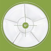 Vista 39 de Plasticpro Bandeja redonda de plástico para servir 6 seccionales (2, negro)