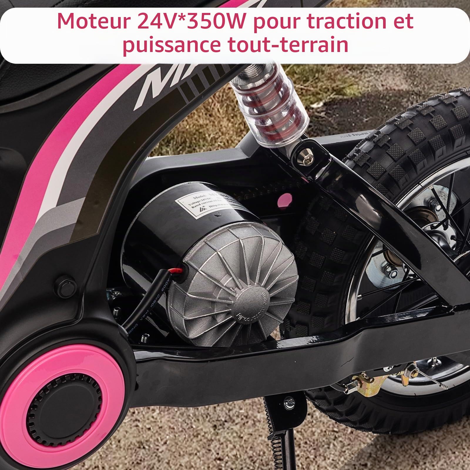 Zstar Moto électrique Enfant 24V 350W – Mini Moto Cross Tout-Terrain, Double Moteur Puissant, 3 Vitesses (8/12/23 km/h), Suspension amortie, Roues antidérapantes, Cadre renforcé, Jouet