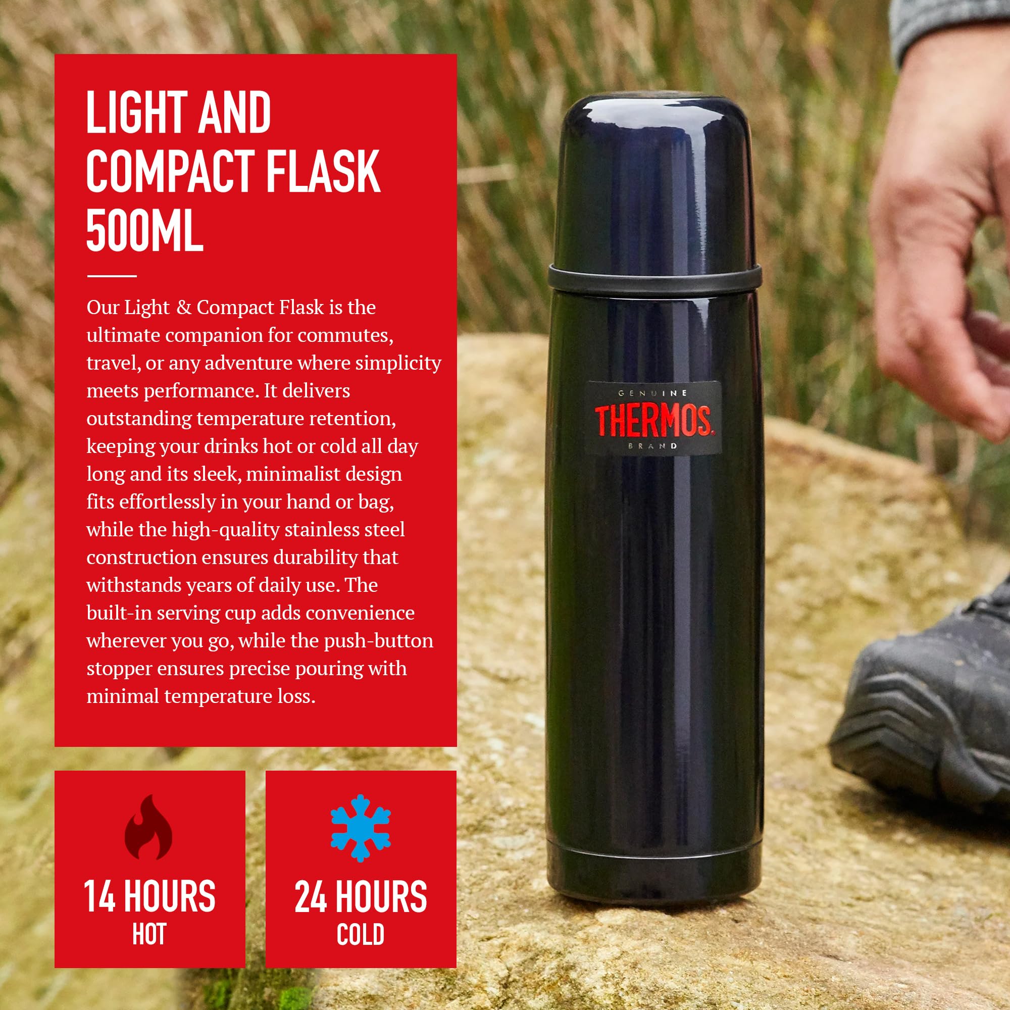Amazon.com: ThermosLight and Compact Flask, Midnight Blue, 500 ml