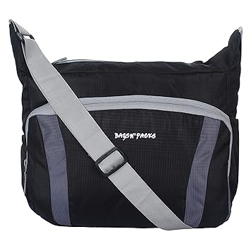 Bags N Packs Modern Stylish Polyester Sling Crossbody Bag for Men/Women (Black-Grey)