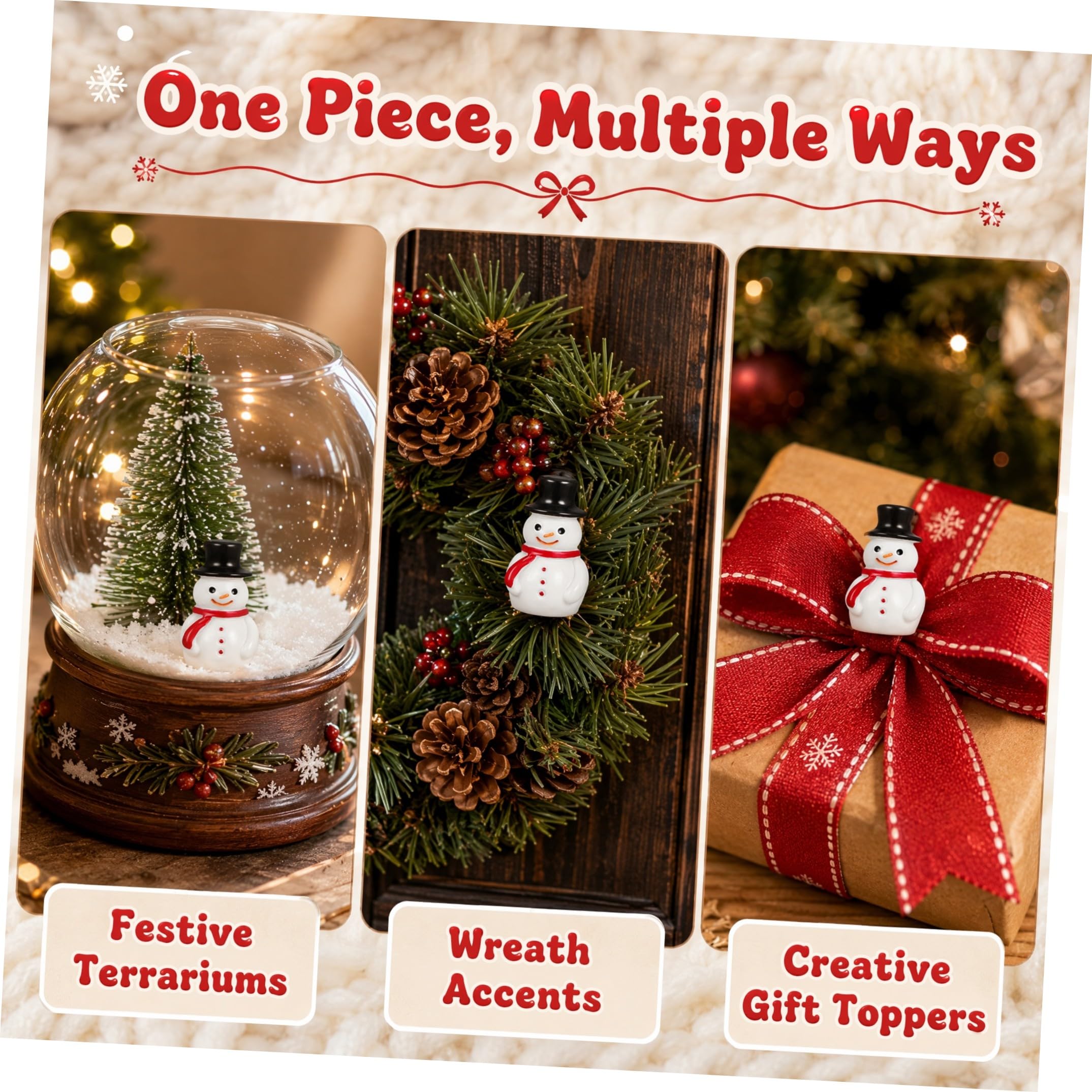 20 Pezzi Mini Statuine Pupazzo di Neve in Resina Nero, Weihnachten