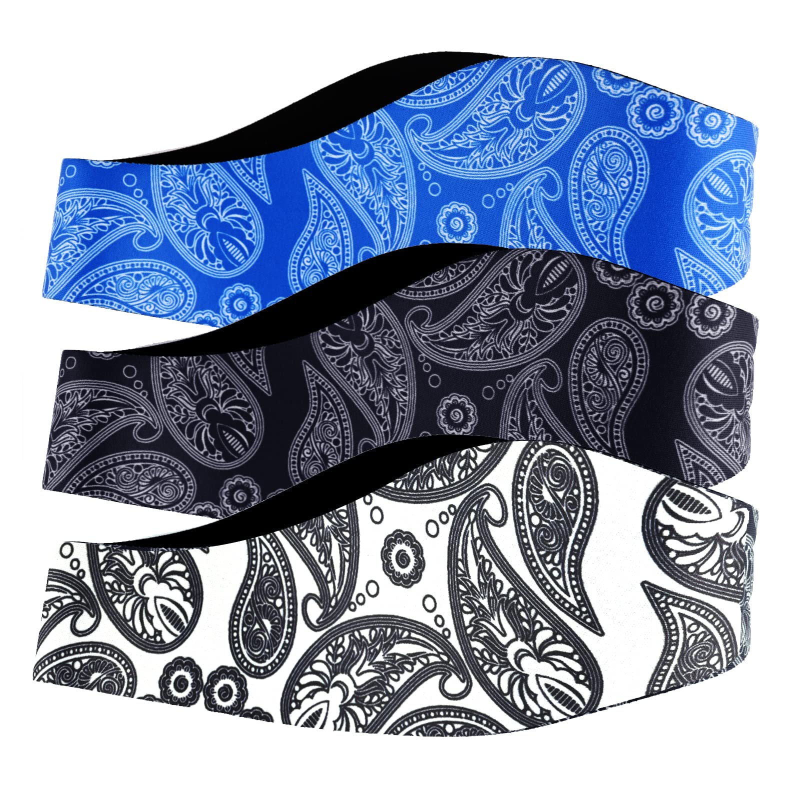Jodsen 3 Pieces Swimming Headband, Neoprene Adult Swim Ear Band, Elastic Ear Protection Band for Swimmers, Waterproof, Black
