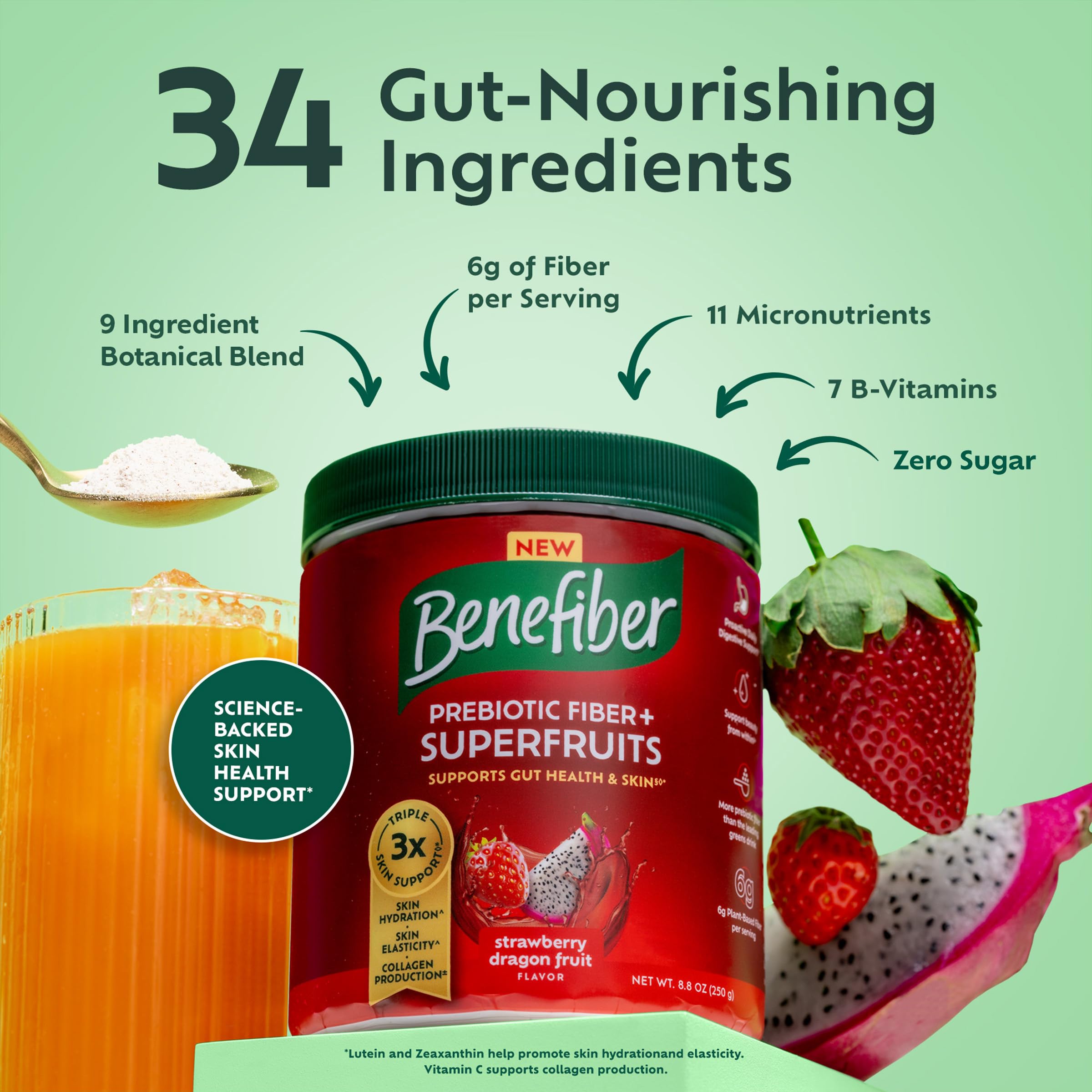 Benefiber Prebiotic Fiber + Superfruits, Strawberry Dragon Fruit, 8.8 oz — Amazon image 11