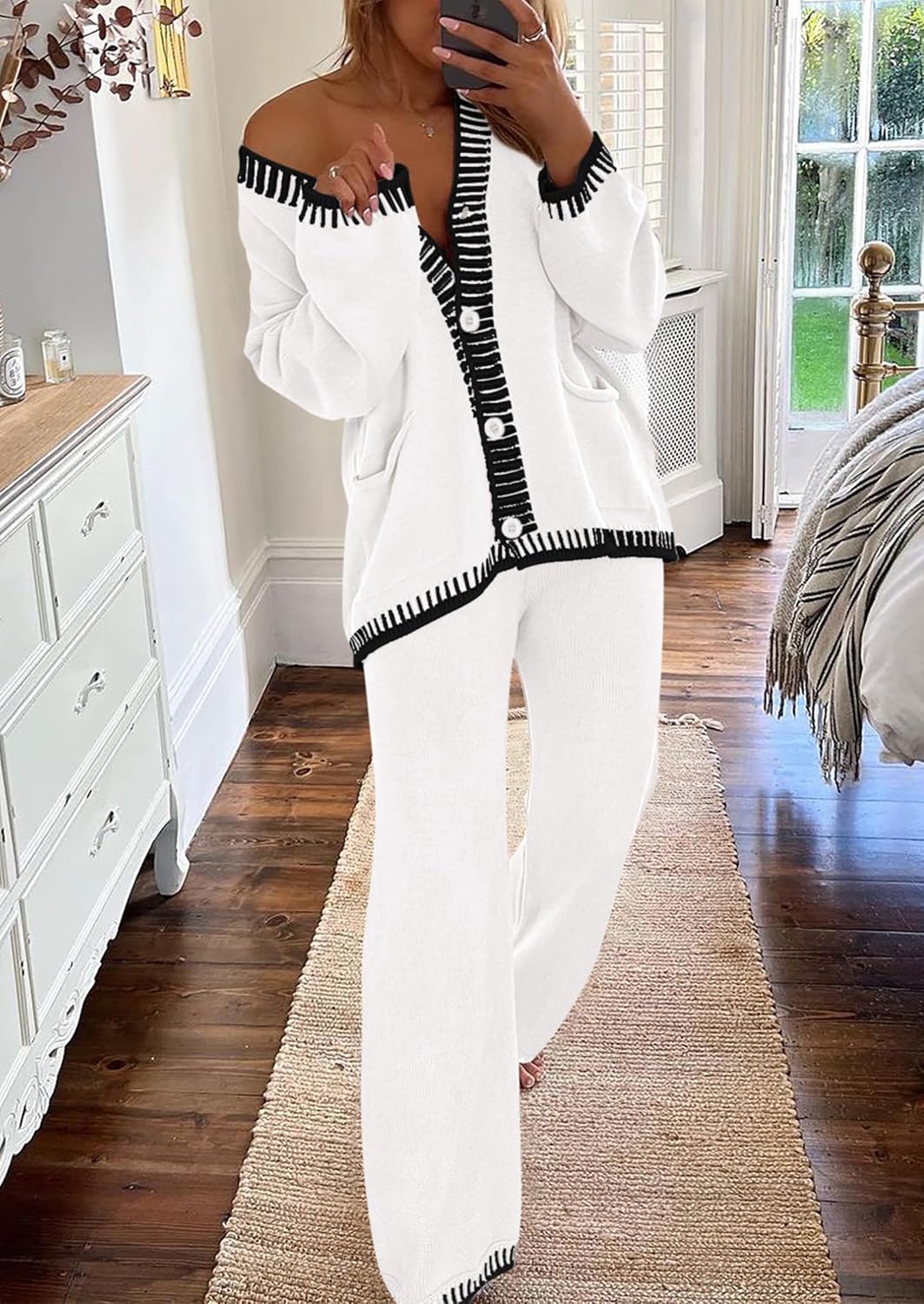 PRETTYGARDEN Lounge Sets for Women Fall 2026 Loungewear 2 Piece Outfits Cardigan Sweaters Track Suit Matching Winter Clothing - Image 8