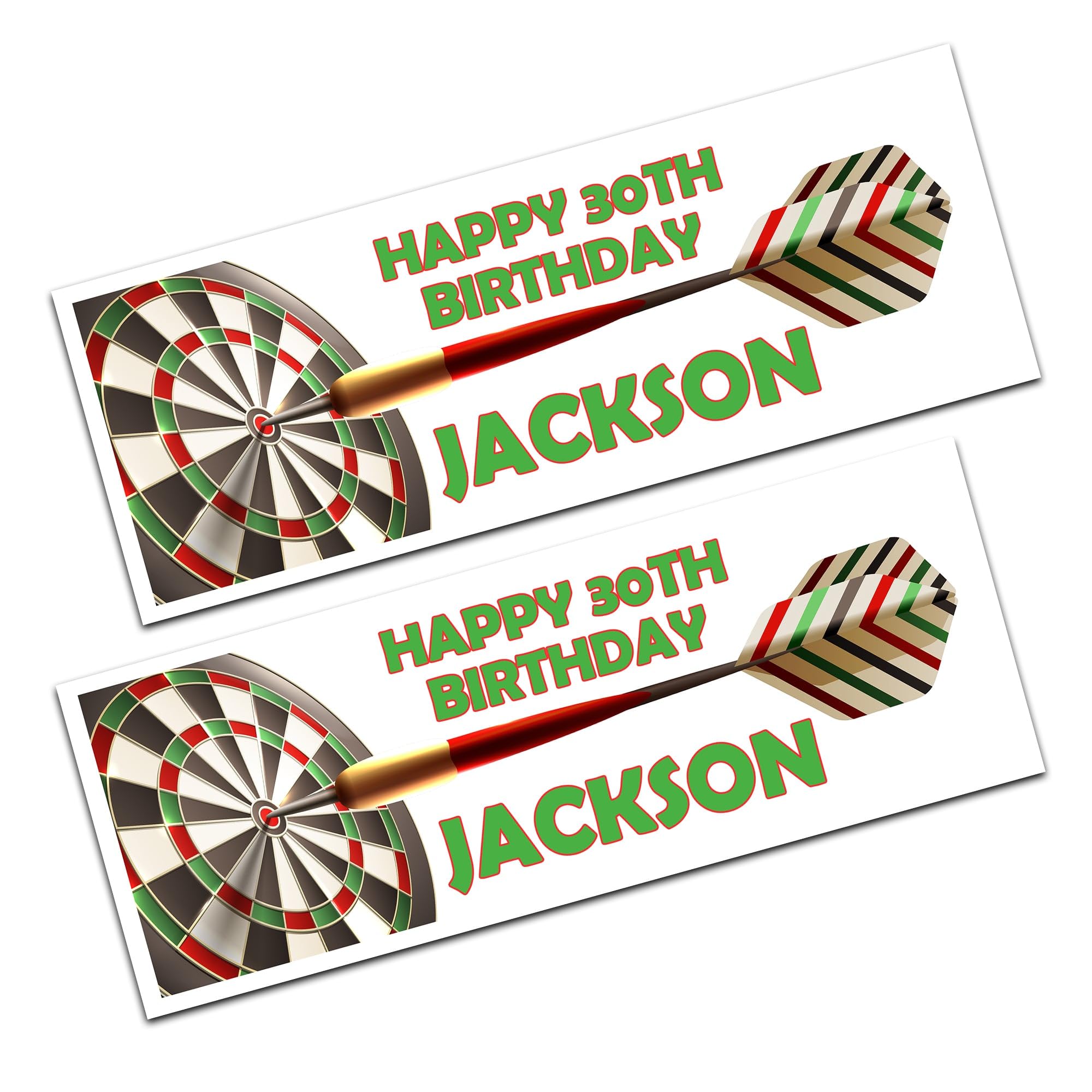 x2 Personalised Darts Happy Birthday Name Age Banners