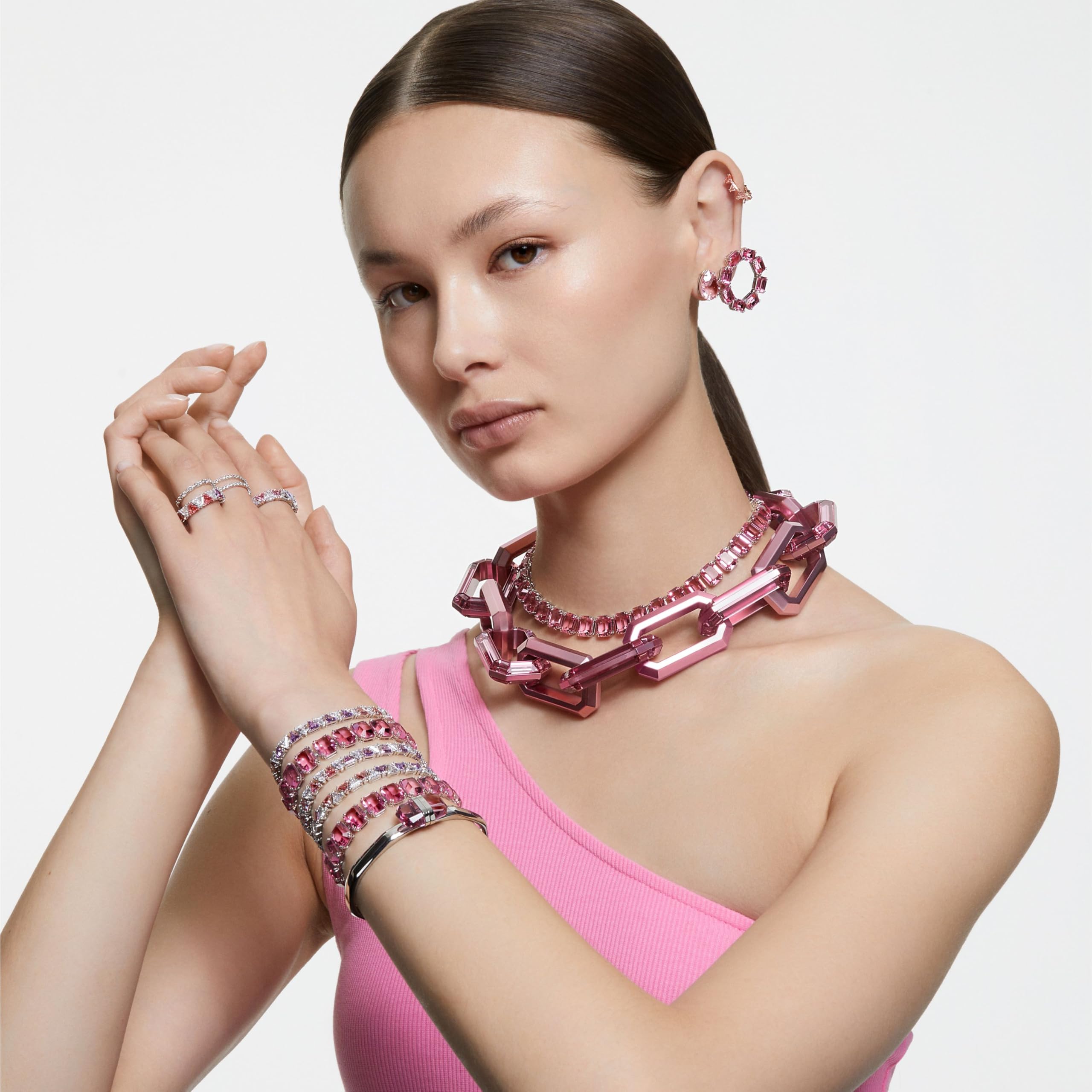 Swarovski Matrix Vittore Ring, Weiße Rundschliff-Kristalle