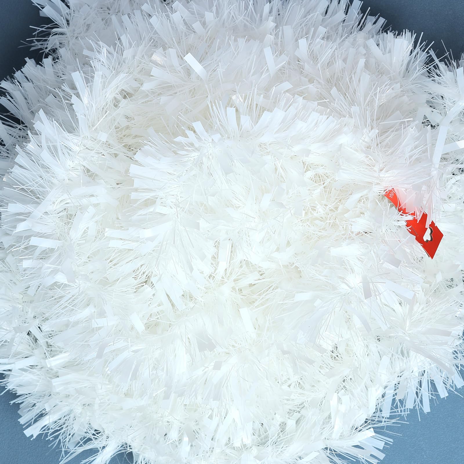 32.8 Feet Christmas Tinsel Garland, White Tinsel Christmas Decorations, Chunky Metallic Shiny Garland Christmas Tree Hanging Decorations for Xmas Holiday Indoor Outdoor Party Decor - Image 3