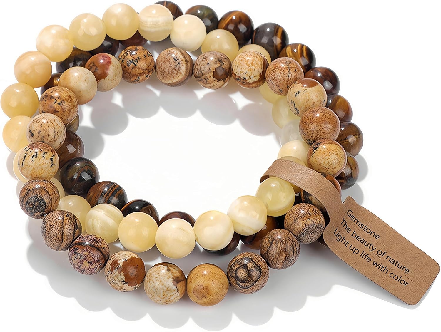 Healing Crystals Bracelet, Natural Gemstones Yoga Reiki Bangle, Anxiety bracelet for Its positive energy endows you with confidence and brings happiness and good luck