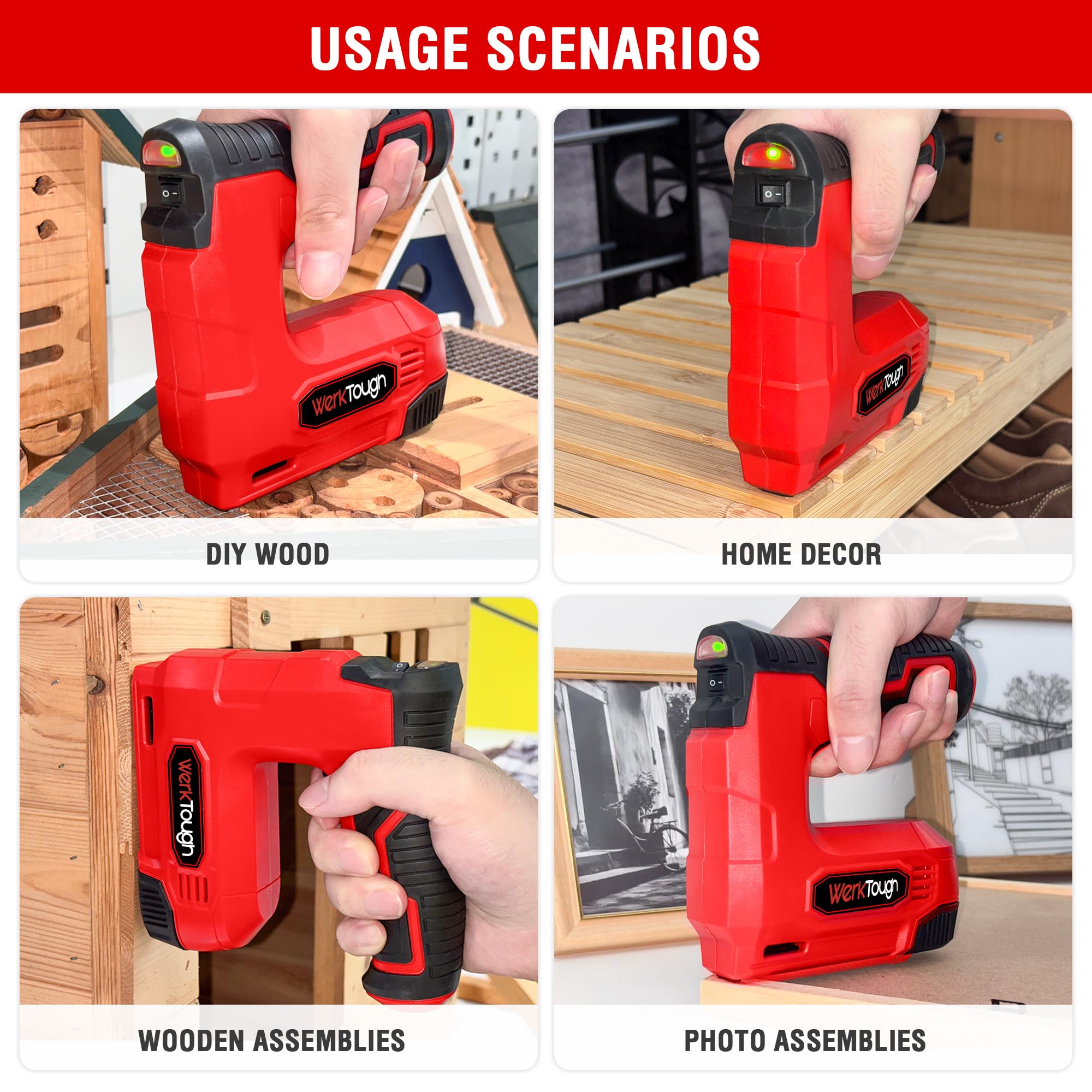 4V Cordless Staple Gun - Brad Nailer 2-in-1 -6