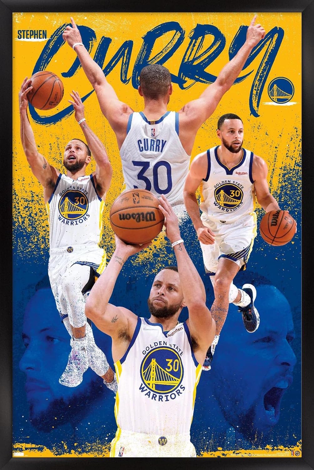Trends International NBA Golden State Warriors - Stephen Curry 22 Wall Poster, 22.375" x 34", Black Framed Version