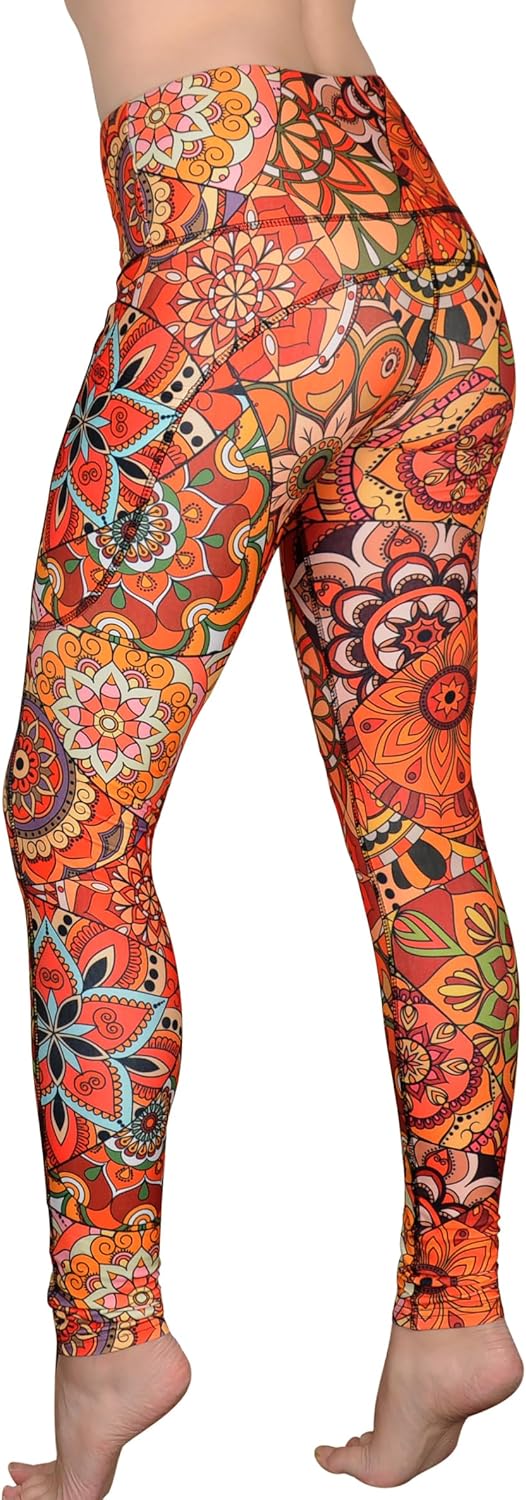 Comfy Yoga Printed Yoga Leggings with Pockets Women’s High Waisted Yoga Pants Soft Lightweight Workout Leggings