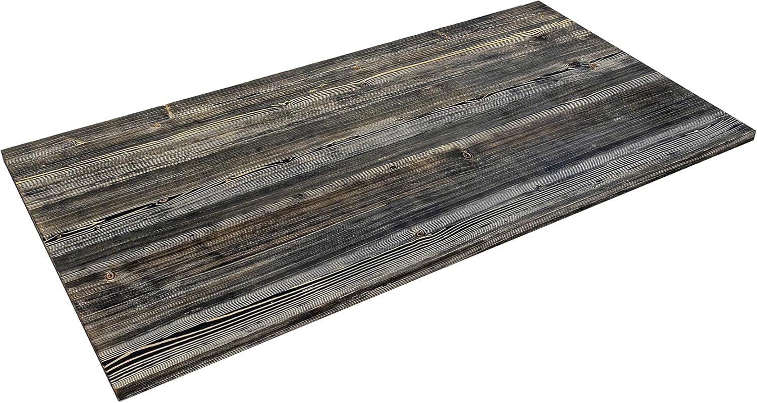 domli Solid Pine Wood Tabletop 1500mm x 800mm x 32mm Modern Black Brushed Textured Wooden