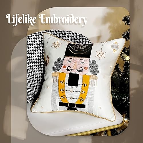 Miniatura 5 de Lewondr Juego de 2 fundas de almohada decorativas para árbol de Navidad, con estampado en caliente, para decoración de interiores y festivales, 18 x