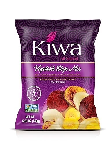 Miniatura 2 de Kiwa Chips vegetales  Mezcla de patatas fritas de mandioca, plátano, remolacha, batata, chirivía (6 paquetes de bolsas individuales de 2.5 onzas)