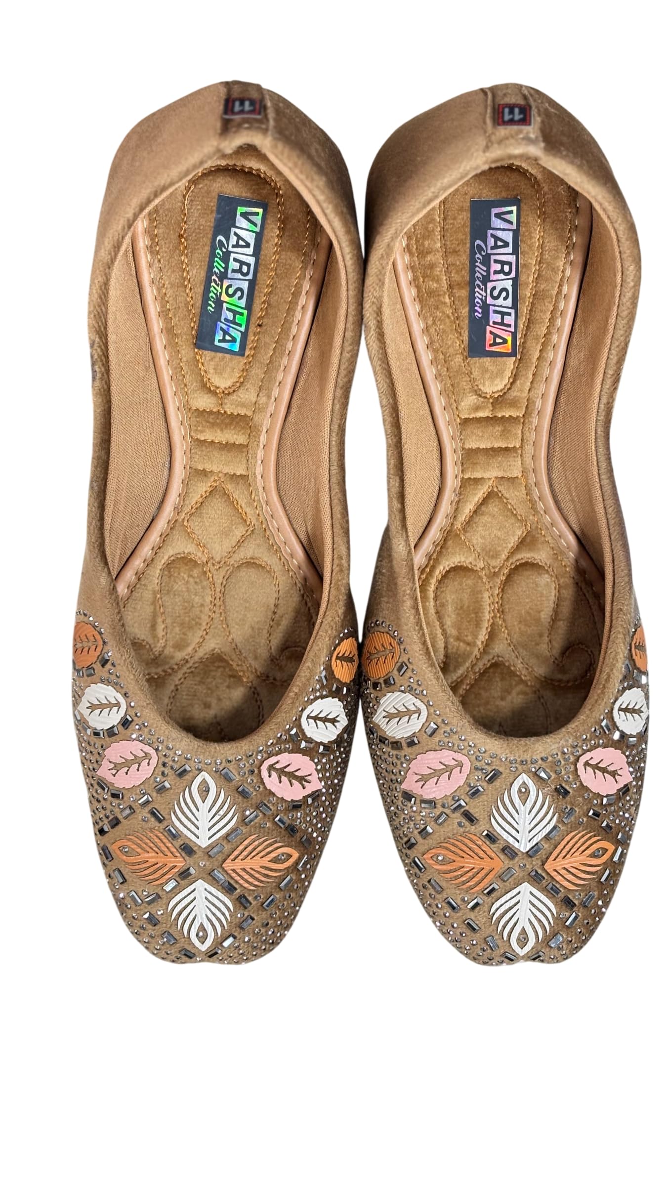 All Velvet Soft Punjabi Jutti for Women | Premium Velvet Ethnic Flat Footwear | Comfortable Daily & | Tan-image-46