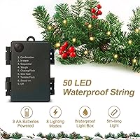 Vista 4 de Guirnalda de Navidad con luces guirnalda de pino decoraciones de Navidad para interiores funciona con pilas guirnaldas de Navidad artificiales