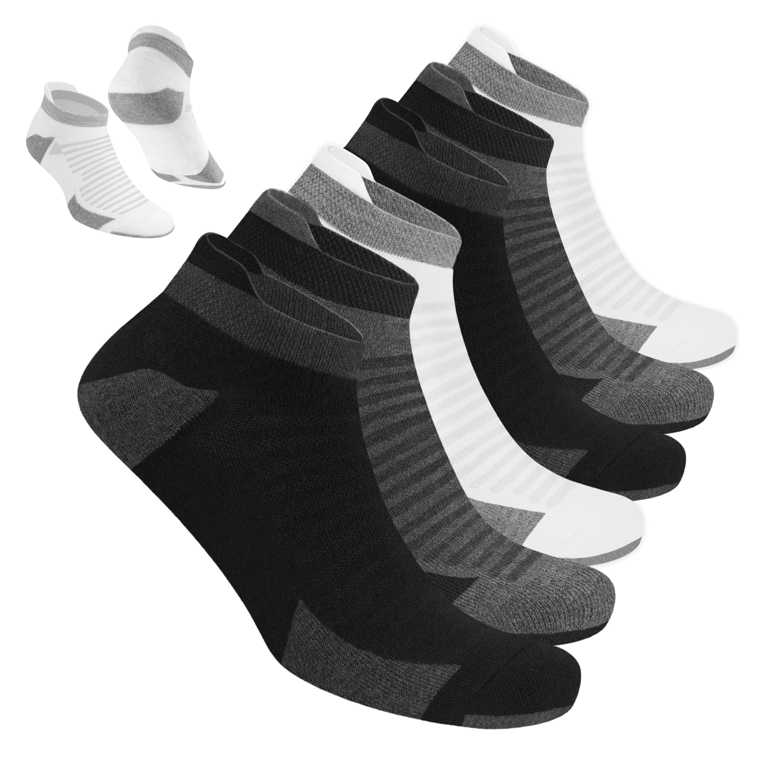BLITZSOX Calzini Sportivi Uomo da Corsa Imbottiti Traspiranti Cotone Calzini Corti, Confezione da 6