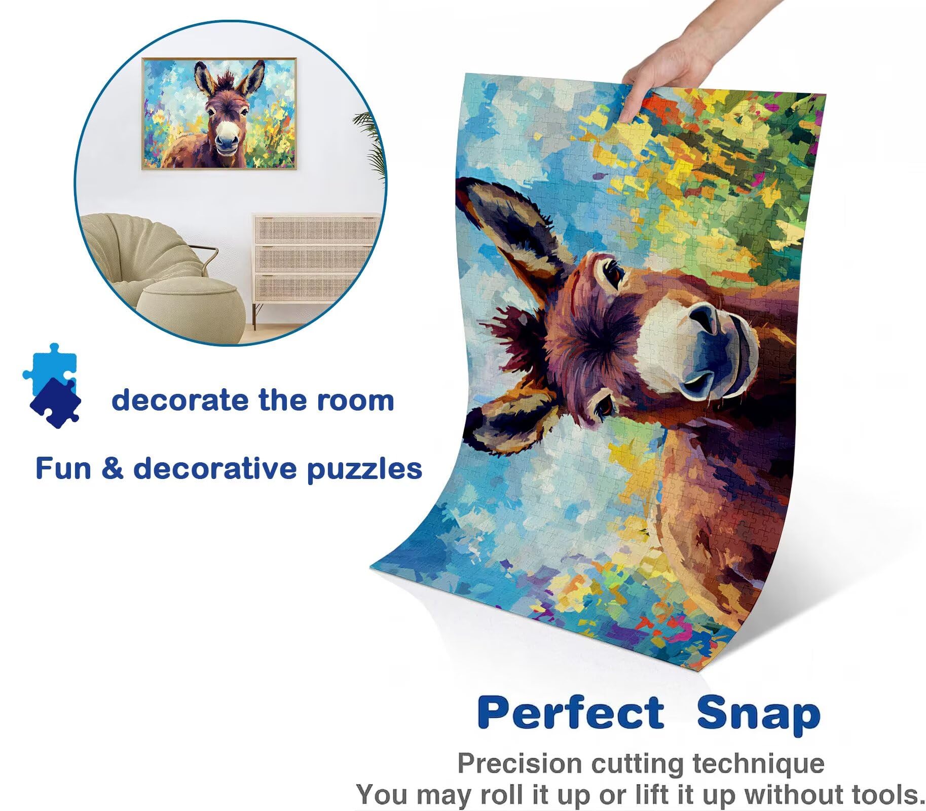 Puzzle 1500 elementów dla dorosłych, abstrakcyjne zwierzątko Trudne i kolorowe drewniane puzzle, duża łamigłówka 87 x 57 cm, antystresowa gra z plakatem, dekoracja ścienna do domu, prezent urodzinowy