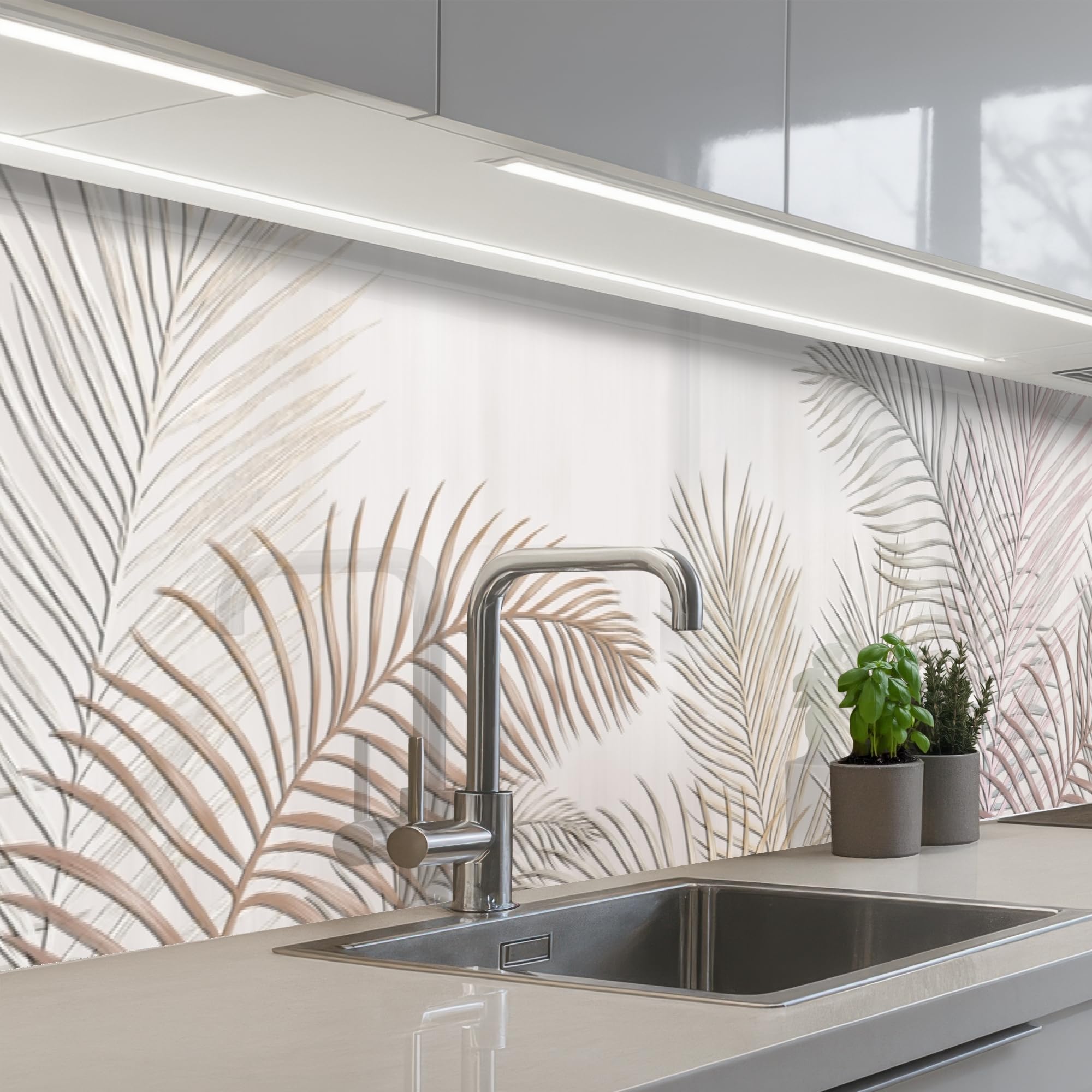 KitchenYeah© Rückwand Küche 60x300 cm Rückwandschutz Selbstklebend Spritzschutz Küchenrückwand Küchenfront Küchen Selbstklebende Küchenrückwände Blätter - Beige - Botanisch - Vintage