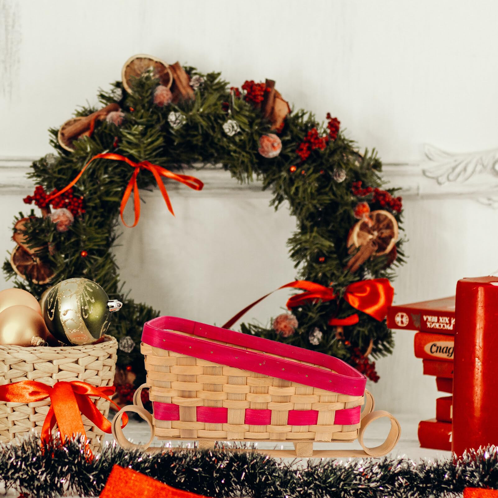 Amazon｜ibasenice クリスマス7サンタ7そり7竹7そり7かご7キャンディ7