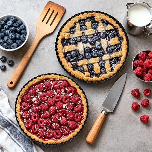 Miniatura 5 de Tosnail Paquete de 2 sartenes antiadherentes para quiche de 9 pulgadas con parte inferior suelta extraíble