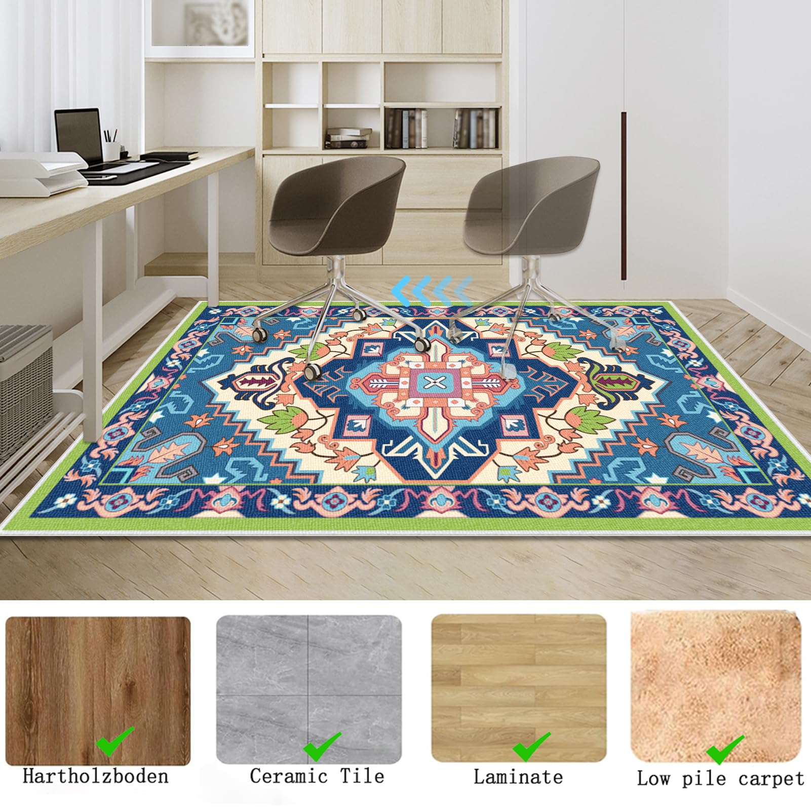Tapis Chaise de Bureau Gaming Antidérapant Tapis Gaming Sol 200 x 210 cm