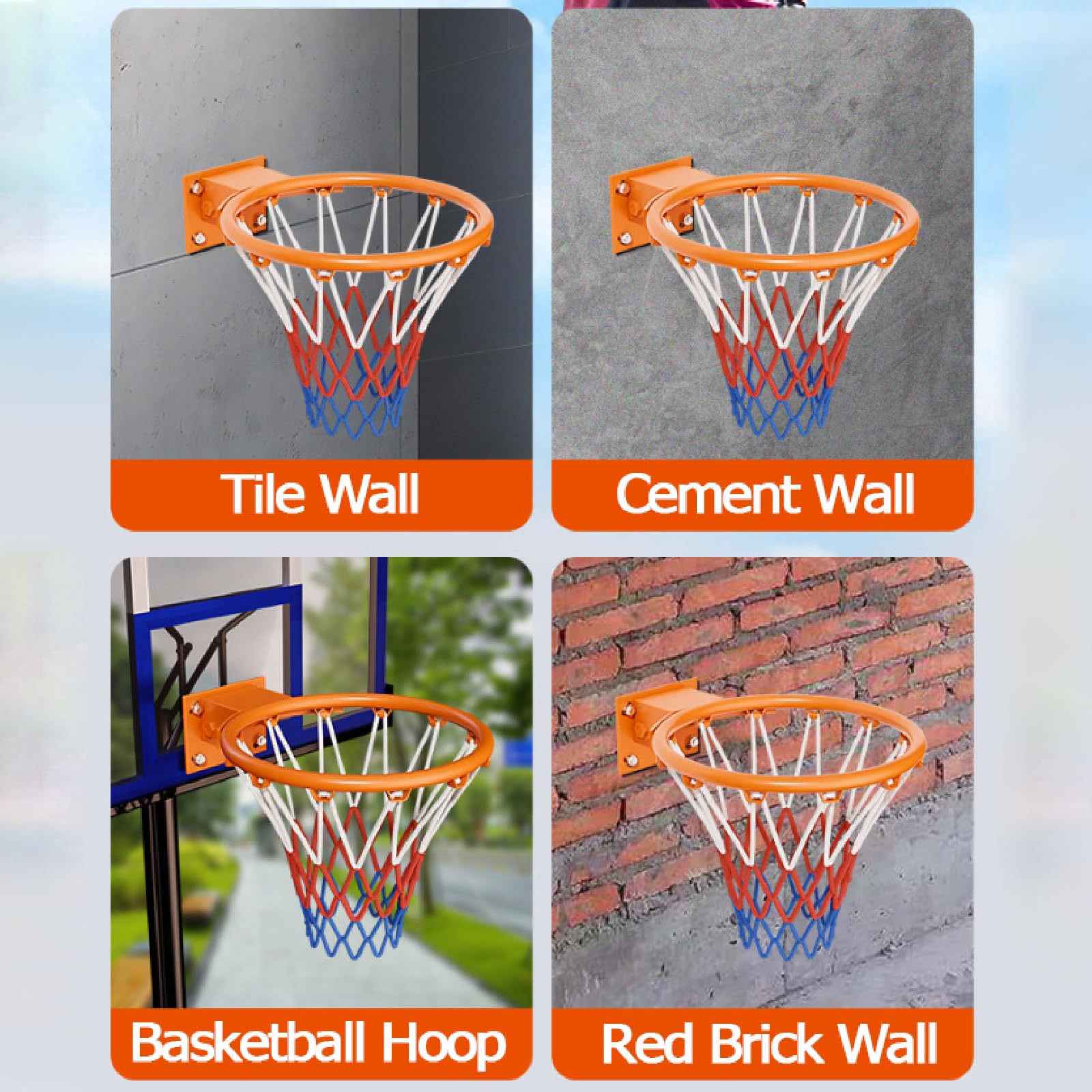 Canestro da Basket da Parete,Tabellone Basket da Camera Interno,Canestro da Basket sospeso,Installazione Stabile,Resistente alle intemperie,per Porta Muro Montato e Camera