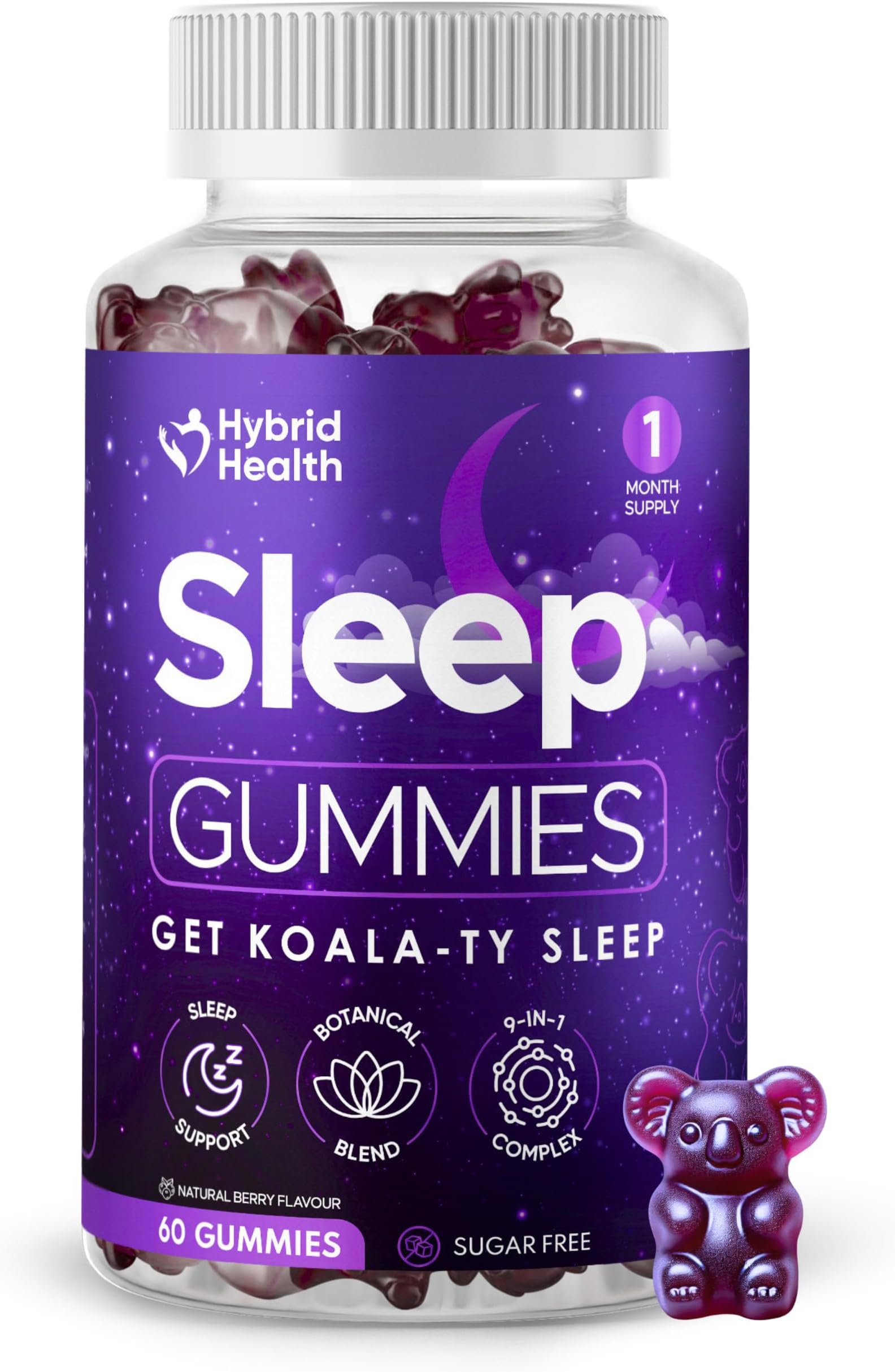 Sugar-Free Sleep Gummies x 60 โ Sleep Aid 9-in-1 Formula with Ashwagandha, L Theanine, 5 HTP, Magnesium & More, High Strength Natural Berry Flavoured, Get Koala-Ty Sleep, 60 Gummies