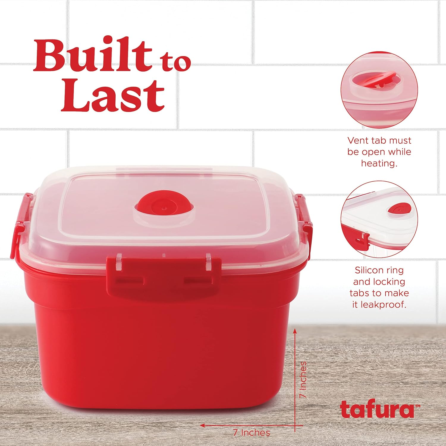 Tafura Microwave Vegetable Steamer. Microwavable Steamer Basket for Veggie / Broccoli / Fish. Steam Container w/ Vented Lid, 2 Liter, BPA Free: Home & Kitchen