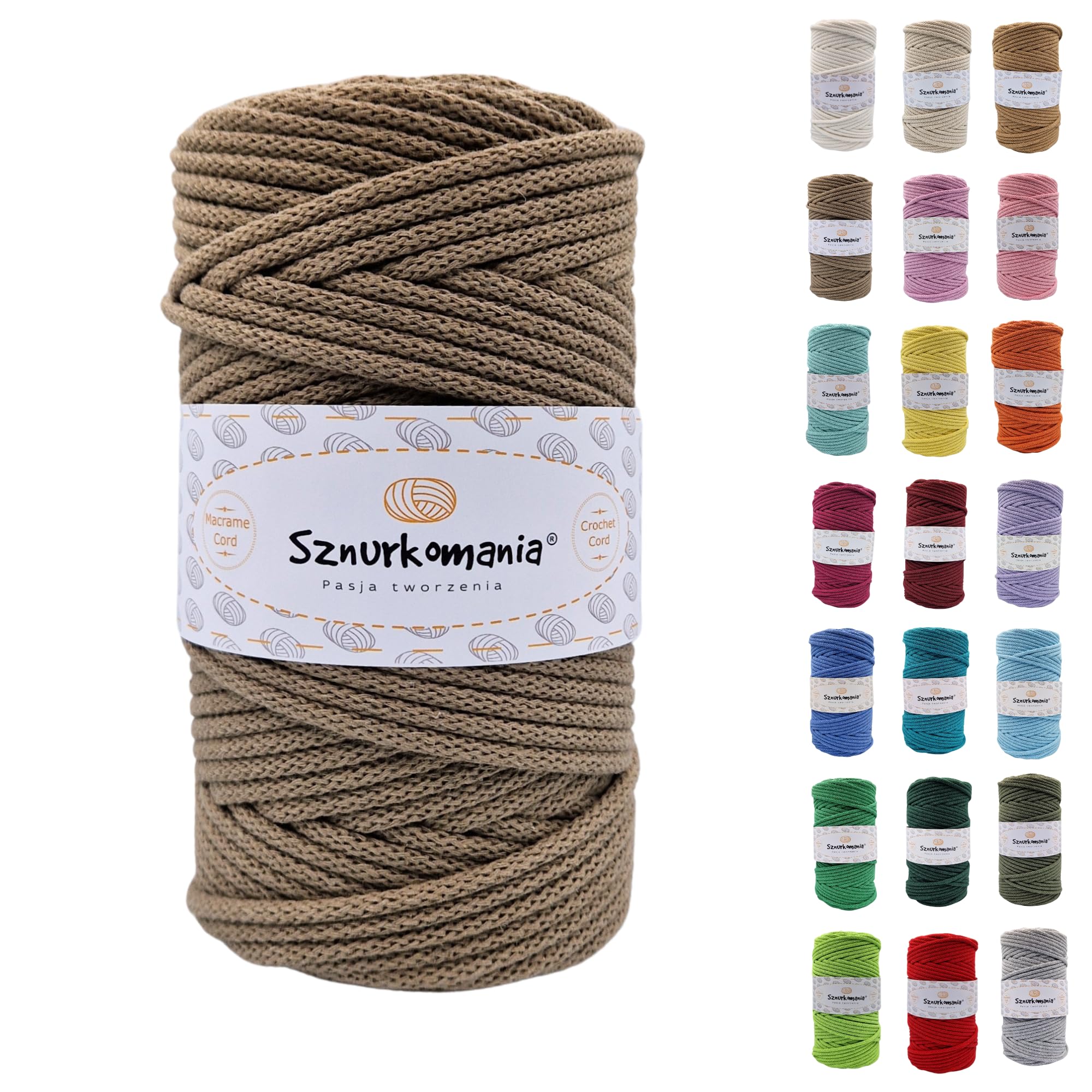 Sznurkomania, Cotton Cord 5 mm 100 m, 46 Colours, Mocha Colour