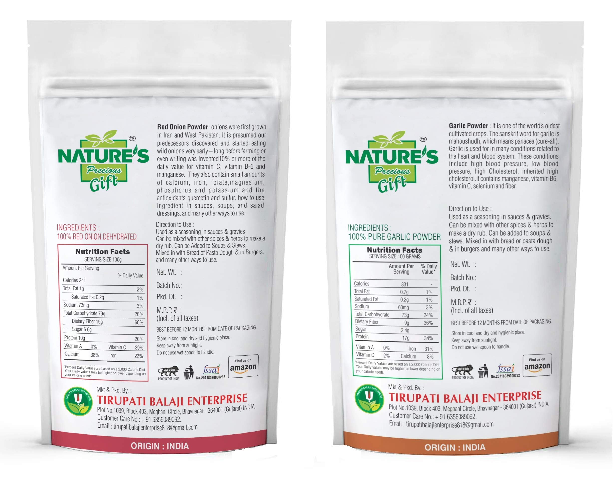 NATURE'S GIFT - FOR THOSE WHO CARE'S Red Onion Powder & Garlic Powder - 100 GM Each (Super Saver Combo Pack) - Image 2 thumbnail