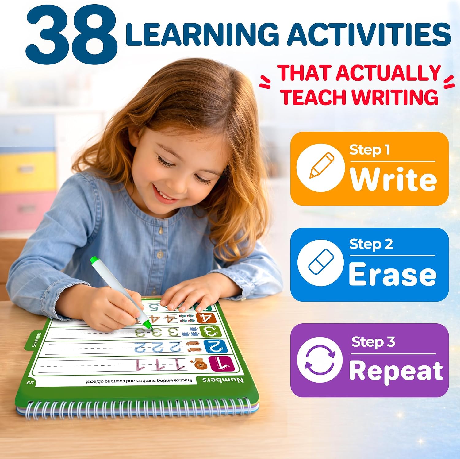 QUOKKA Tracing Books for Kids Ages 3-5 – Reusable Dry Erase Activity Books for Kids Ages 3-5 - Writing Practice Workbook with Markers Quiet Time Travel Learning