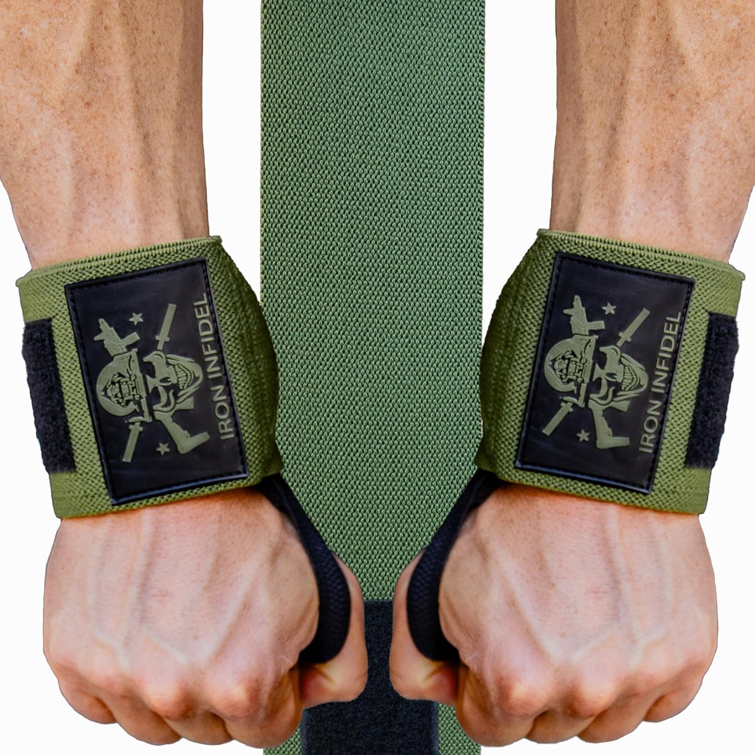 Iron Infidel Wrist Wraps for Weightlifting - 18" Heavy Duty Support for Working Out, Gym Accessories for Men - Use for Lifting, Crossfit, Fitness, Exercise, Bench Press, Powerlifting