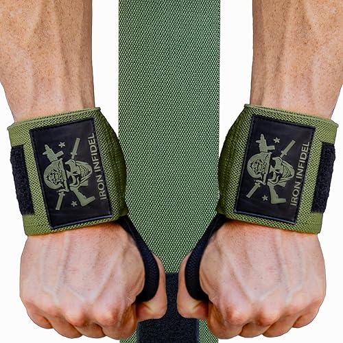 Miniatura 10 de Iron Infidel - Muñequeras para levantamiento de pesas - 18" y 24" de soporte pesado para entrenamiento, accesorios de gimnasio para hombres - Uso